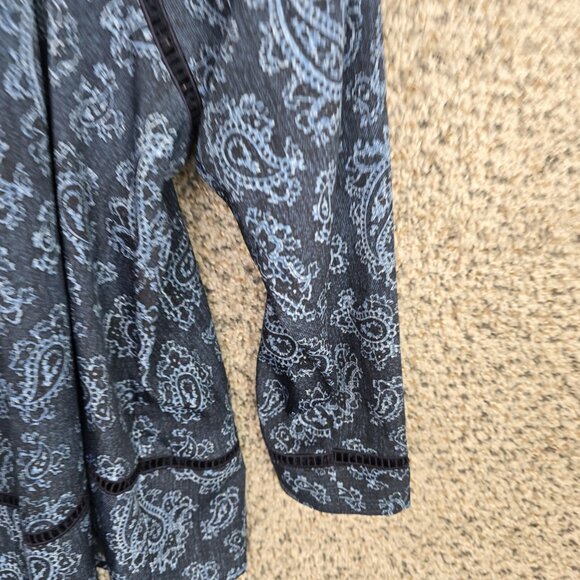 Michael Kors Top‎ Womens XS Blue Paisley Print Oversized Peasant Blouse Neck Tie - Picture 2 of 7